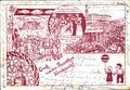 Gruß von der <!--LINK'" 0:119-->, historische gezeichnete Ansichtskarte mit unterschiedlichen Motiven, u.a. mit Affe, um 1920