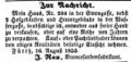 Zeitungsanzeige des Broncefarbenfabrikanten <!--LINK'" 0:25-->, August 1853