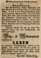 Werbeanzeige für den "Putz- & Modewaaren-Laden" von Doris Scheidig, März 1847