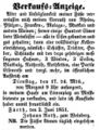 Zeitungsinserat des Wirts "zum Weinberg", Johann Roth, Juni 1851