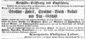 Geschäftseröffnung in der <a class="mw-selflink selflink">Theaterstraße</a>, März 1867