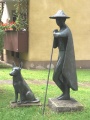 Freiplastik <i>"Schäfer mit Hund"</i>, Bronze, <a class="mw-selflink selflink">Gudrun Kunstmann</a>, 