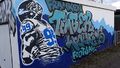 Graffiti der <a class="mw-selflink selflink">Franken Timberwolves</a> American Football Team beim MTV Stadeln e. V. beheimatet im Dez. 2021