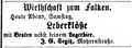 Segitz, Gaststätte "Zum Falken", Fürther Tagblatt 16.5.1868