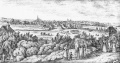 Stadtansicht von 1835, etwa vom heutigen <!--LINK'" 0:28--> aus, links im Bild der Meierskeller und rechts die heutige Gaststätte Schlössla