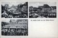 Gruß von der <!--LINK'" 0:14-->, historische Ansichtskarte mit Fotografien vom Helmplatz und Königsplatz, um 1920