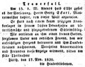 Traueranzeige für <a class="mw-selflink selflink">Georg Eckart (Maurermeister)</a>, November 1830