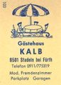 Zündholzschachtel-Etikett des ehemaligen Gästehaus Kalb, um 1965