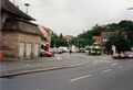 Blick auf die Billinganlage mit ehem. Wendeschleife der , links Gebäude  im Juli 1998