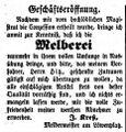 Zeitungsanzeige des Melbermeisters J. Kreß am Löwenplatz, November 1855