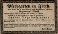 Werbeannonce für den <a class="mw-selflink selflink">Pfarrgarten</a>, August 1843