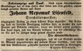Traueranzeige für den Drechslermeister <!--LINK'" 0:23-->, Juli 1843