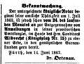 Amtstätigkeit Ortenau, Fürther Tagblatt 29. Juni 1862