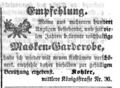 Anzeige Kohler Maskeraden, Fürther Tagblatt 27.1.1856