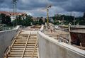 Bauarbeiten Treppenaufgang  Blickrichtung  +  im August 1996