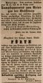 Werbeannonce des Webermeisters Friedrich Paulus Morneburg für seinen "Dampfapparat zum Reinigen der Bettfedern", Januar 1845