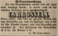 Werbeanzeige von J. Rietheimer für sein "CARROSSELL" bei der , Juni 1844