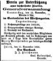 Verein für durchreisende Israeliten, Fürther Tagblatt, 11. November 1866.jpg