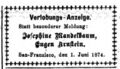 Verlobungsanzeige Eugen Arnstein, <!--LINK'" 0:28-->, 5. Juni 1874