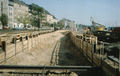 Baustelle U-Bahn, Blick aus der Baugrube in Richtung 