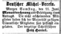 Einladung des Deutschen Michel-Vereins durch Fritz Hertel, Juni 1870