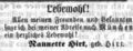 Zeitungsanzeige von Nannette Hirt, August 1862