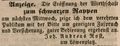 Zeitungsanzeige von Joh. Andreas Rost, Wirt <a class="mw-selflink selflink">zum schwarzen Rappen</a> am , September 1847