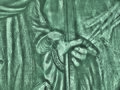 Infrarotaufnahme der Laurentiusfigur, die unter dem Rost Pfeilspitzen erkennen lässt