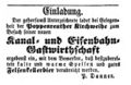 Gasthaus Kanal und Eisenbahn Anzeige 11. September 1852, Fürther Tagblatt.jpg