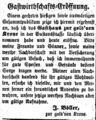 J. Böller hat das Gasthaus "zur gold´nen Krone ... käuflich übernommen", Februar 1856