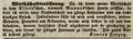 Anzeige Wirtschaftseröffnung im Hause M. Ellern,  11.8.1843