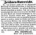Zeitungsanzeige des Malers <!--LINK'" 0:27-->, dass er Zeichenunterricht erteilt, Januar 1854