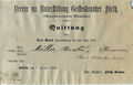 Quittung Jahresbetrag für den Verein zur Unterstützung Geisteskranker Fürth, Jan. 1918, gez. Kassier Fritz Laun
