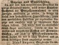 Zeitungsannonce des Kupferstechers , August 1846