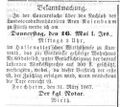 Konkurs Aron Rosenbaum, Fürther Tagblatt 5. April 1867