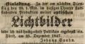 Ankündigung des Mechanikers <!--LINK'" 0:18--> zur Vorstellung seiner "optischen Lichtbilder", Dezemer 1847
