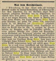 Adam Weber erhält 15 Tage Gefängnis; Augsburger Abendzeitung 21. Januar 1885