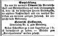 Hofmann Anzeige "Zum Weinberg", Fürther Tagblatt 31.3.1867