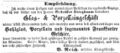 Zeitungsanzeige bzgl. Firma , August 1869