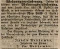 Zeitungsanzeige von Isabella Wertheimber, August 1846