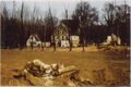 Leckstelle nach der Explosion der Gasfernleitung bei der Königsmühle am 25. März 1984 mit angekohlten Bäumen und Bodenbepflanzung bis zur Sandschicht weggebrannt