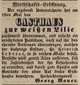 Zeitungsanzeige von Georg Bauer, Wirt [[zur weißen Lilie]], Mai 1844