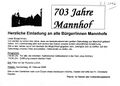 Rundschreiben zur (unrunden) 703 Jahr Feier von <a class="mw-selflink selflink">Mannhof</a> im Februar 