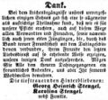 Zeitungsanzeige der Eltern <a class="mw-selflink selflink">Georg Heinrich Stengel</a> und <!--LINK'" 0:32--> über die Beerdigung ihres Sohnes, September 1853