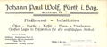 Historischer Geschäftsbrief der Fa. Johann Paul Wolf von 1950 mit alter und neuer Adresse