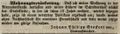 Zeitungsanzeige des Kompassmachers <a class="mw-selflink selflink">Johann Philipp Stockert sen.</a>, August 1843