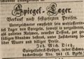 Zeitungsanzeige des <!--LINK'" 0:6--> <a class="mw-selflink selflink">Johann Michael Dietz</a>, Juli 1844