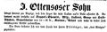 Anzeige J Ottensoser, Verkauf bei Pförringer, Fürther Tagblatt 3.10.1855