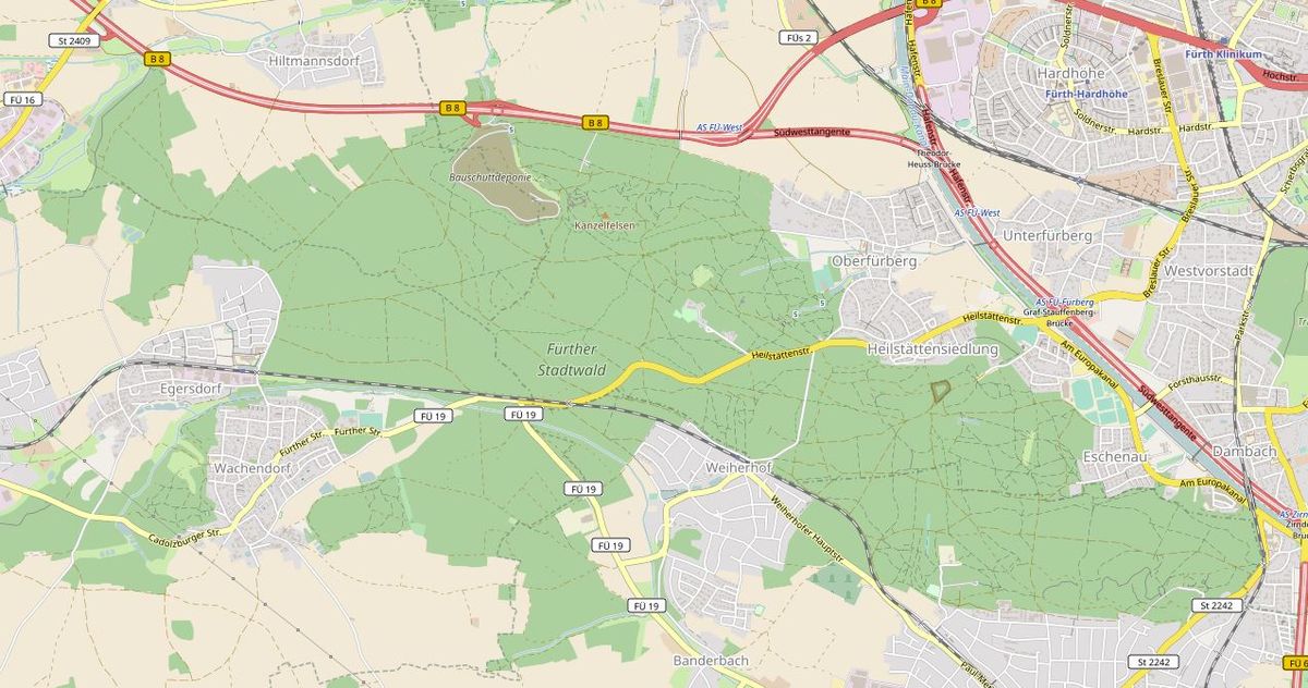Datei:Ausschnitt Stadtwald OpenStreetMap.JPG – FürthWiki