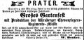 Ankündigung der 50-Jahres-Feier im Prater, August 1871